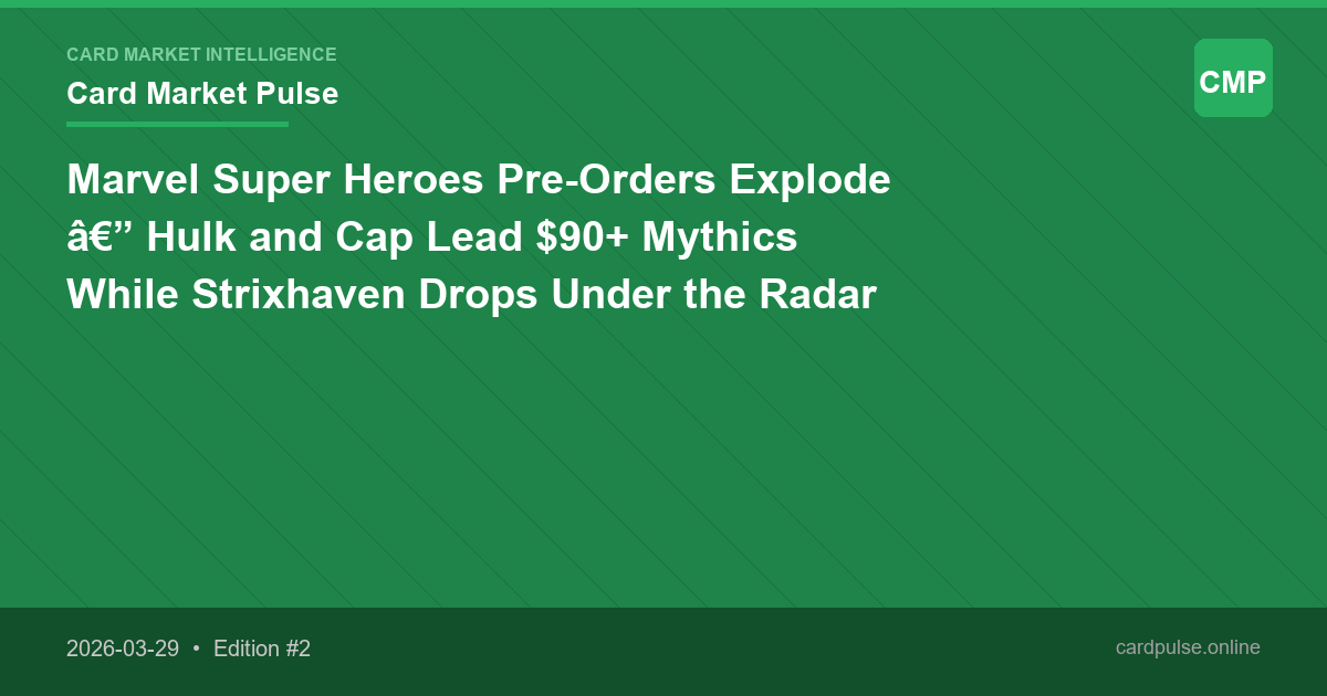 Marvel Super Heroes Pre-Orders Explode — Hulk and Cap Lead $90+ Mythics While Strixhaven Drops Under the Radar