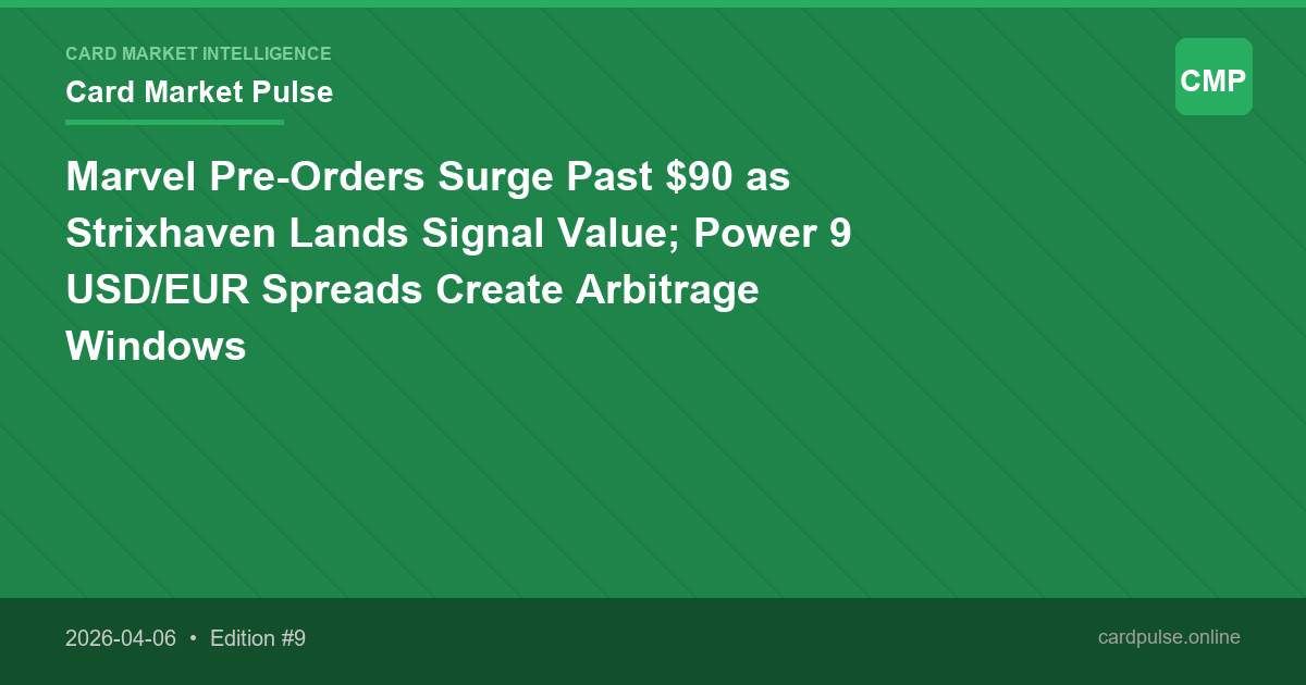 Marvel Pre-Orders Surge Past $90 as Strixhaven Lands Signal Value; Power 9 USD/EUR Spreads Create Arbitrage Windows
