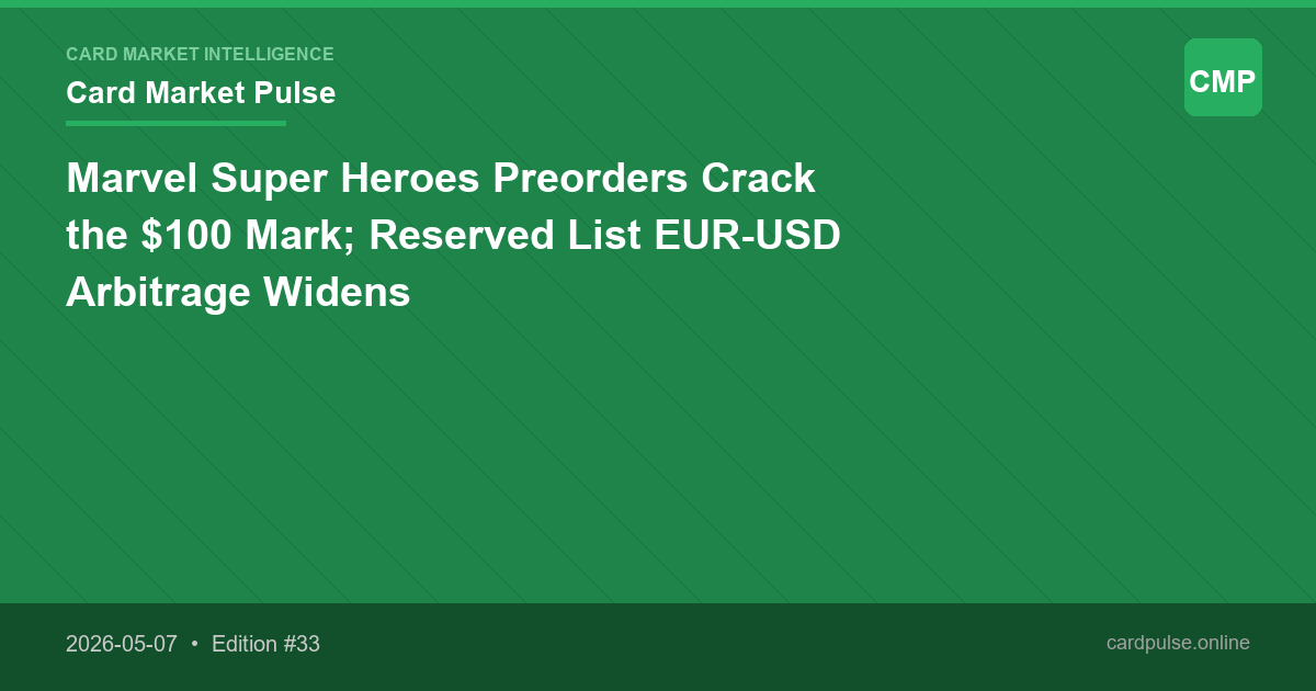 Marvel Super Heroes Preorders Crack the $100 Mark; Reserved List EUR-USD Arbitrage Widens